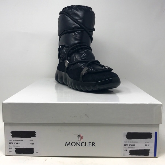 Moncler Cora Strappy Puffer Boots, Women's Size 37 - Black - Picture 1 of 10
